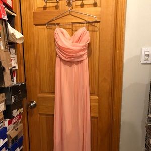 Peach color strapless dress
